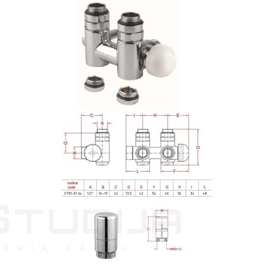 TWIN Combi centrinis pajungimo komplektas su termostatiniu ventiliu, montavimas dešinėje TWIN Combi centrinis pajungimo komplektas su termostatiniu ventiliu, montavimas dešinėje
