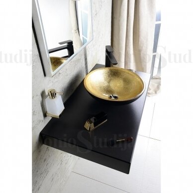 Murano stiklo pastatomas praustuvas SAPHO 40x14cm juodos/auksinės spalvos 5