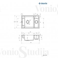 Metalik antracito spalvos akmens masės plautuvė Deante MAGNETIC