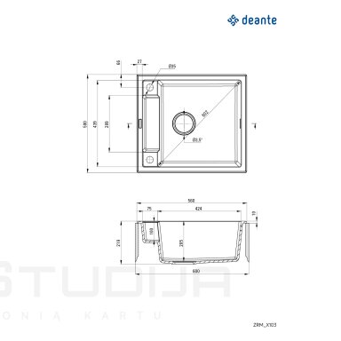 Akmens masės plautuvė Deante MAGNETIC metalik antracito spalvos Akmens masės plautuvė Deante MAGNETIC metalik antracito spalvos