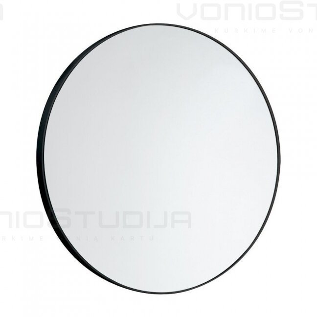Apvalus 60cm veidrodis juodu matiniu rėmu Apvalus 60cm veidrodis juodu matiniu rėmu