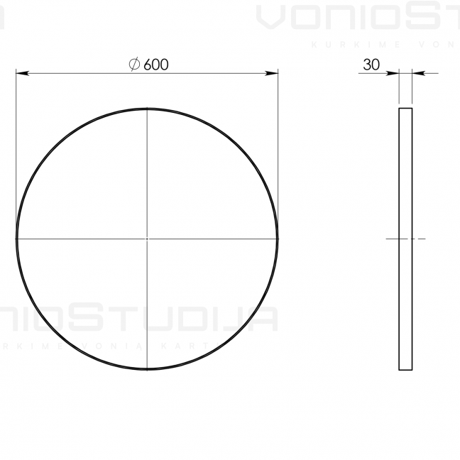 Apvalus 60cm veidrodis juodu matiniu rėmu 2 Apvalus 60cm veidrodis juodu matiniu rėmu 2