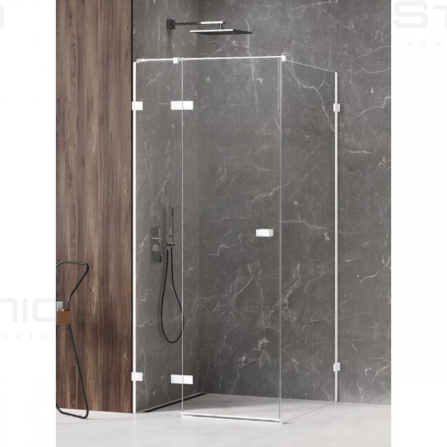 New Trendy Avexa White dušo kabina 90x90cm balta matinė furnitūra, kairinė