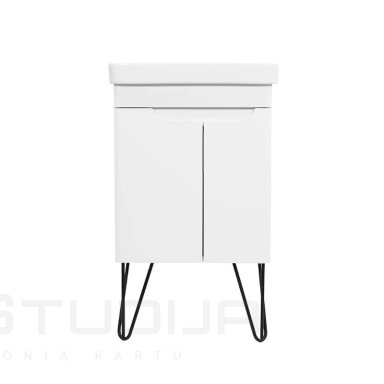 Baltos spalvos vonios spintelė su praustuvu ROPY 55x37cm