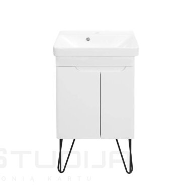 Baltos spalvos vonios spintelė su praustuvu ROPY 55x37cm