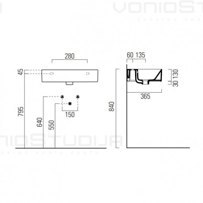 Baltas GSI Kube X praustuvas su EXTRAGLAZE® danga 60x37 cm 4 Baltas GSI Kube X praustuvas su EXTRAGLAZE® danga 60x37 cm 4