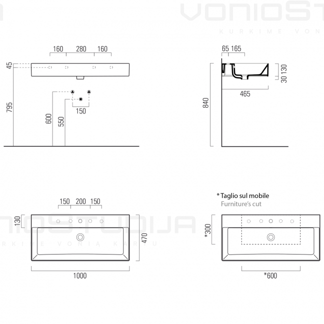 Baltas GSI Kube X praustuvas su EXTRAGLAZE® danga 100x47cm 2