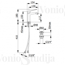 Bide maišytuvas DEMM SLEEK chromo spalvos