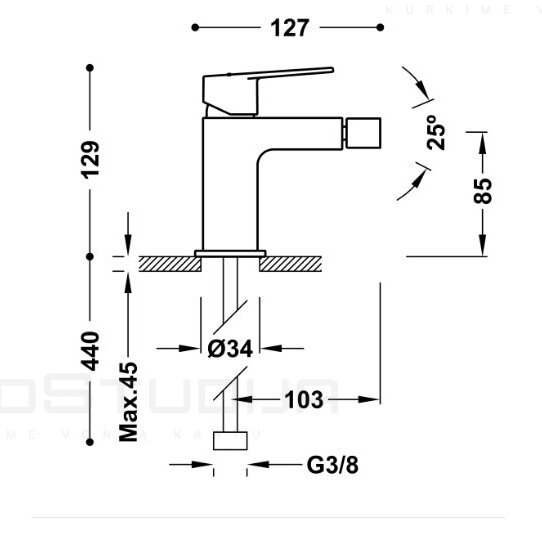 Bide maišytuvas TRES Project matinės aukso spalvos 1 Bide maišytuvas TRES Project matinės aukso spalvos 1