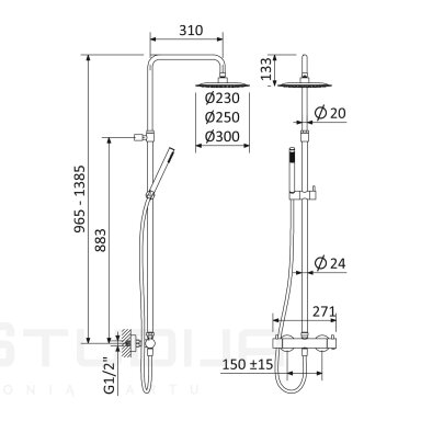 BRUMA HydroTherm 1384871NS termostatinė virštinkinė dušo sistema juodos matinės spalvos BRUMA HydroTherm 1384871NS termostatinė virštinkinė dušo sistema juodos matinės spalvos