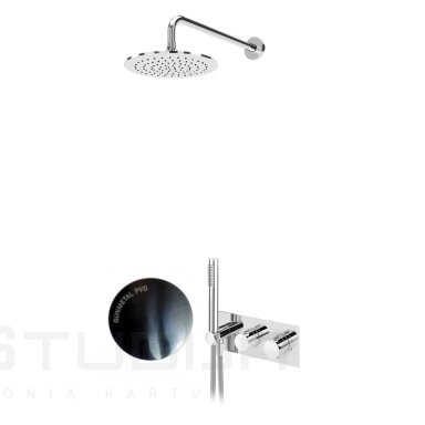 BRUMA Leaf termostatinė potinkinė dušo sistema gunmetal PVD spalvos BRUMA Leaf termostatinė potinkinė dušo sistema gunmetal PVD spalvos