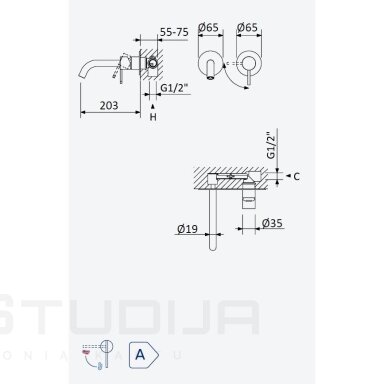 BRUMA X-Alpha potinkinis dviejų dalių praustuvo maišytuvas nerūdijantis plienas 200mm snapo ilgis BRUMA X-Alpha potinkinis dviejų dalių praustuvo maišytuvas nerūdijantis plienas 200mm snapo ilgis