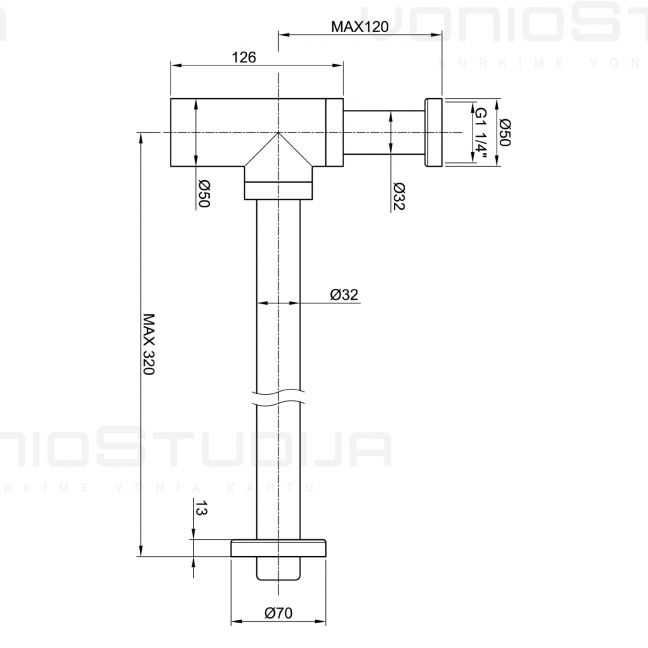 Nerūdijančio plieno sifonas praustuvui MINIMAL MI036 1