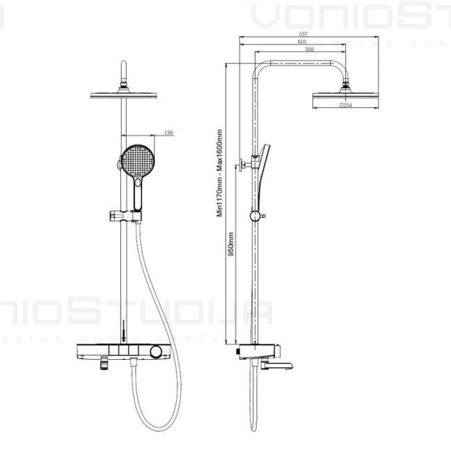 SAT SATSSTKP3F virštinkinė termostatinė vonios/dušo sistema chromo spalvos 16 SAT SATSSTKP3F virštinkinė termostatinė vonios/dušo sistema chromo spalvos 16