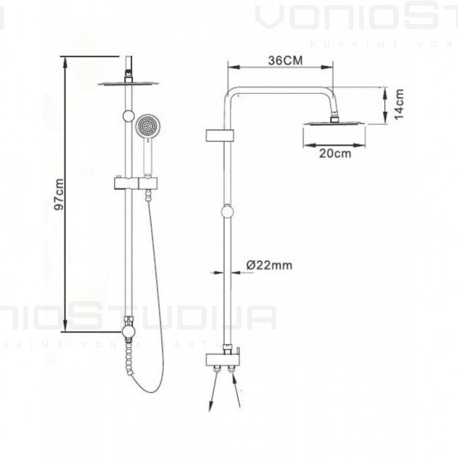 Imex dušo stovas su lietaus galva ir termostatinio maišytuvo GROHE Grohtherm 800 komplektas 5 Imex dušo stovas su lietaus galva ir termostatinio maišytuvo GROHE Grohtherm 800 komplektas 5