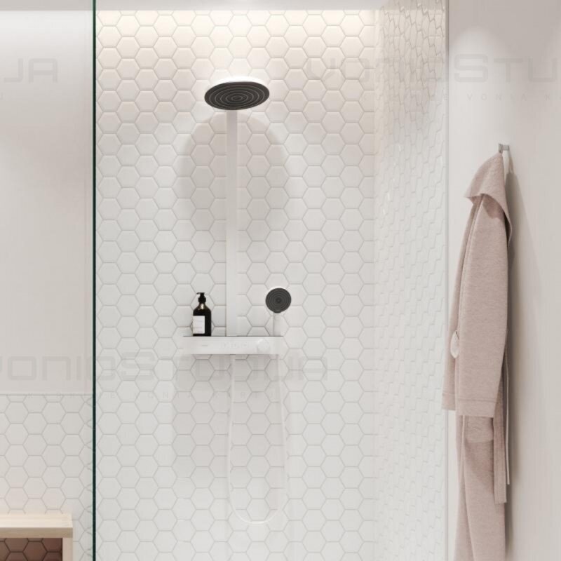 Hansgrohe Pulsify dušo sistema su termostatiniu maišytuvu baltos matinės spalvos 24240700 1 Hansgrohe Pulsify dušo sistema su termostatiniu maišytuvu baltos matinės spalvos 24240700 1