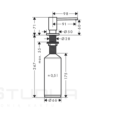 Dozatorius Hansgrohe A41 juodas matinis