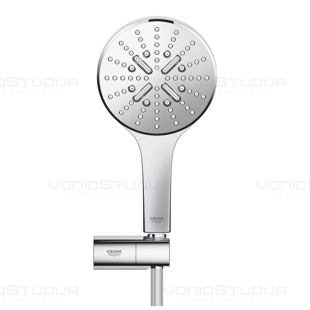 Grohe Grohe Rainshower SMARTACTIVE 130rankinis dušelis su laikikliu ir žarna chromo spalvos 1