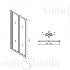 SIGMA dušo durys į nišą sulankstomomis durimis  90 cm