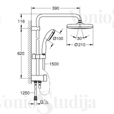 Grohe dušo sisema Tempesta System 210 chromo spalvos