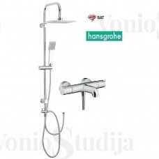 Dušo komplektas su Hansgrohe termostatiniu vonios maišytuvu Ecostat 1001CL ir dušo stovu MULTIPIPEHNEW
