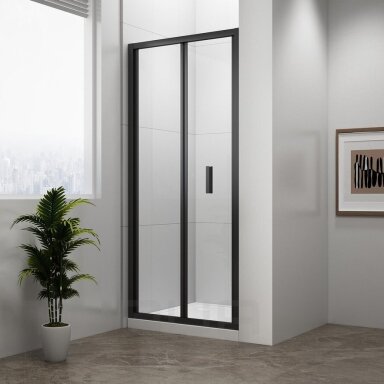 Dušo durys į nišą Polysan Easy Line Black 800mm juodos matinės spalvos