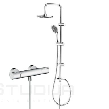 Dušo komplektas su Hansgrohe termostatiniu 13211000 dušo maišytuvu Ecostat 1001CL ir Demm dušo stovas su lietaus galva chromo spalvos Dušo komplektas su Hansgrohe termostatiniu 13211000 dušo maišytuvu Ecostat 1001CL ir Demm dušo stovas su lietaus galva chromo spalvos
