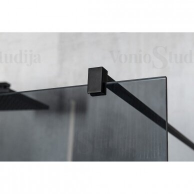 Juodo skaidraus stiklo dušo sienelė VARIO Juodais matiniais profiliais 1000mm 3