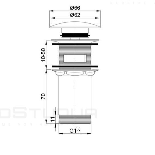 Dugno vožtuvas praustuvui A706GLB automatinis 1 Dugno vožtuvas praustuvui A706GLB automatinis 1