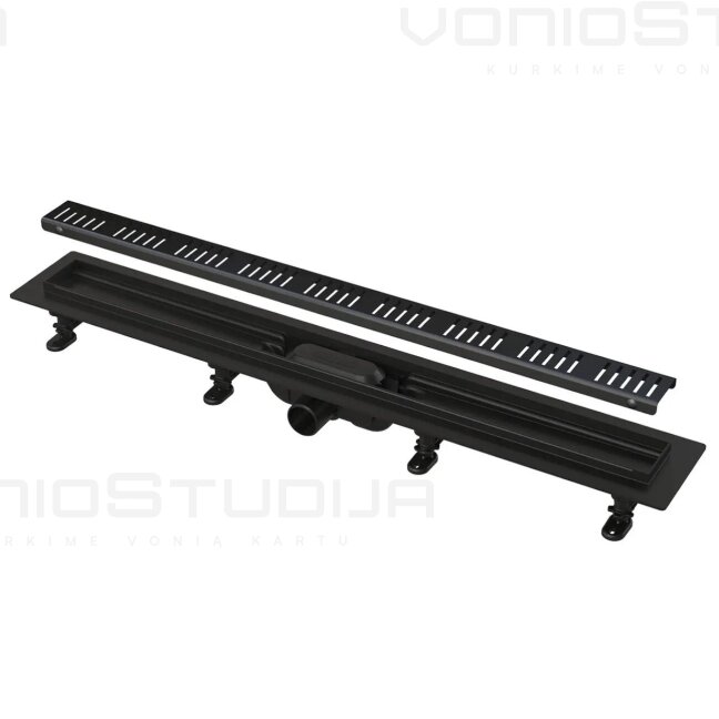 Dušo latakas Alcadrain APZ10BLACK-850 mm, plastikinis, su juodom grotelėm Dušo latakas Alcadrain APZ10BLACK-850 mm, plastikinis, su juodom grotelėm