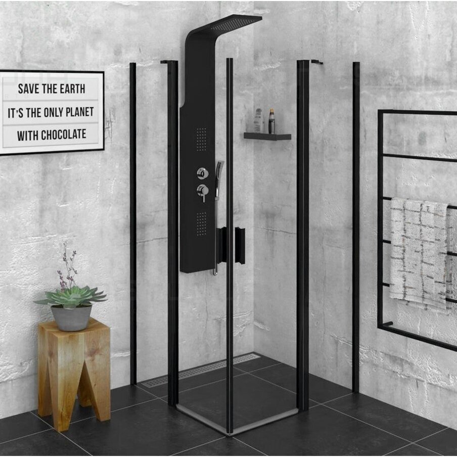 Dušo kabina Zoom Line Black 900x900 mm, varstomomis durimis Dušo kabina Zoom Line Black 900x900 mm, varstomomis durimis