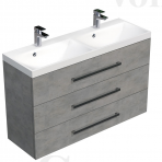 Dviguba vonios spintelė Cube 120x76,5x40 cm su praustuvu pilkos betono spalvos