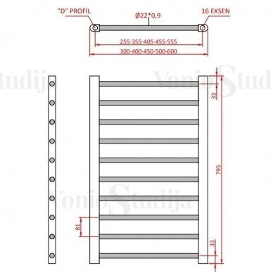 Elektrinis džiovintuvas Elegance 50x80 cm juodos matinės spalvos 1