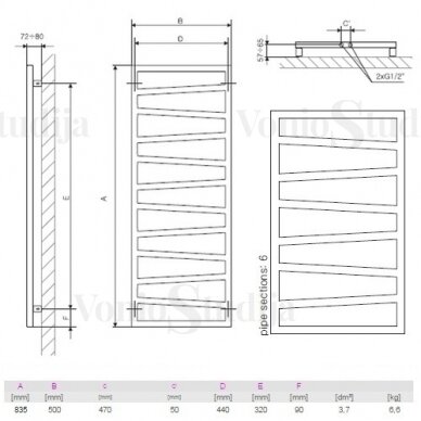 Elektrinis rankšluosčių džiovintuvas Terma Zigzag 835x500mm, juodas 1