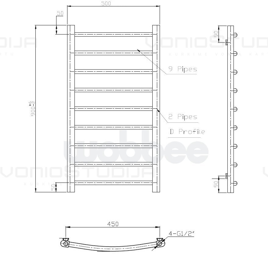 Rankšluosčių džiovintuvas WOBBEE BRYMBO WHITE 50x90cm, baltas 5