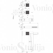 Maišytuvas 4 dalių į vonios kraštą Omnires Contour CT8032GLB braižyto aukso spalvos