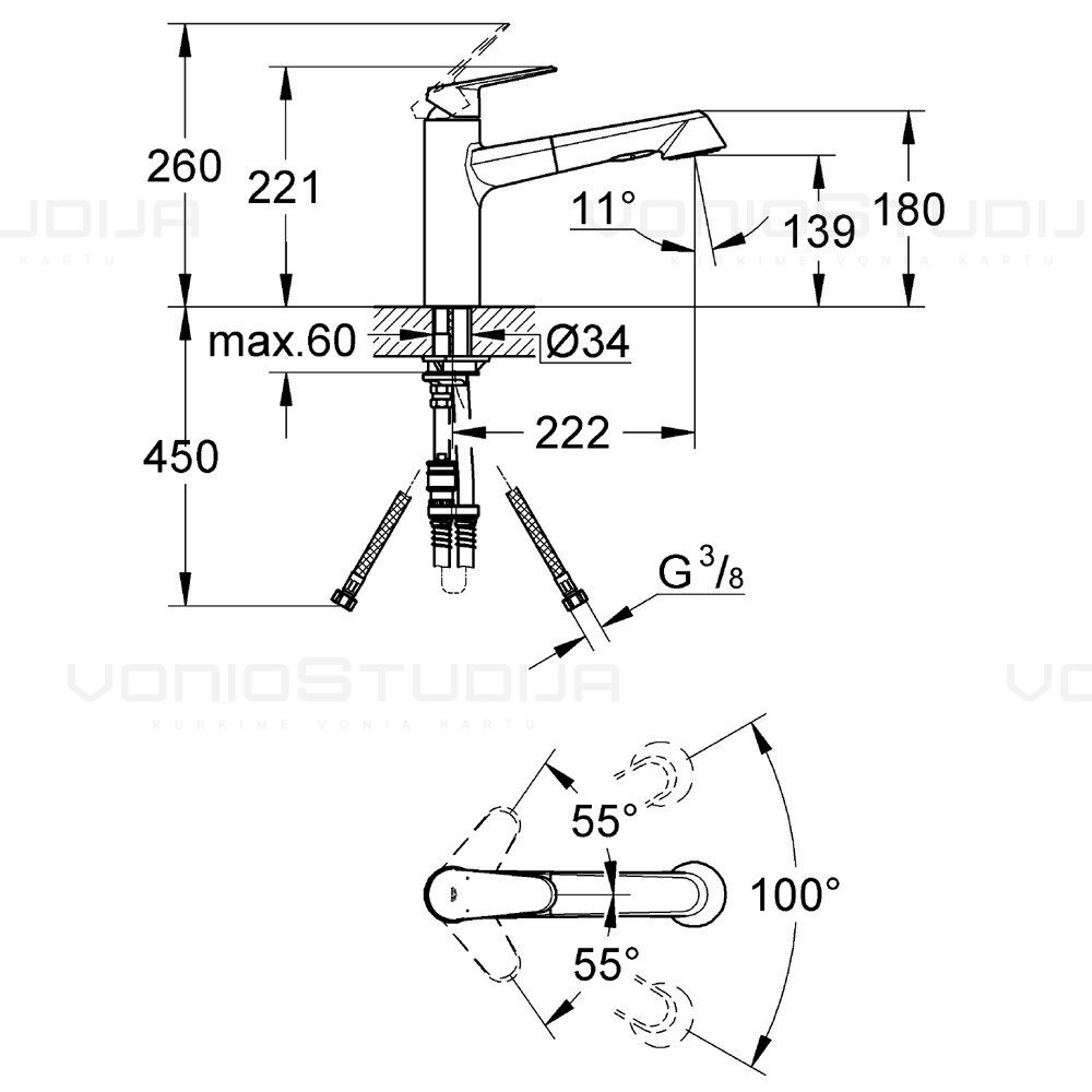 Grohe Eurodisc Cosmopolitan maišytuvas plautuvei su ištraukiamu snapu, 32257002 1 Grohe Eurodisc Cosmopolitan maišytuvas plautuvei su ištraukiamu snapu, 32257002 1