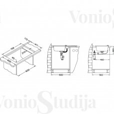 Granitinė Plautuvė Alveus Intermezzo 70 baltos spalvos