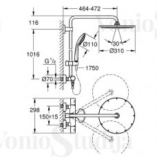 Grohe Euphoria XXL 310 termostatinė dušo sistema braižyto grafito spalva