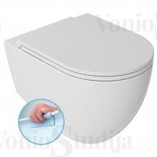 Villeroy & Boch Viconnect WC potinkinis rėmas su juodos spalvos klavišu ir pakabinamas klozetas INFINITY Rimless su lėtaeigiu dangčiu
