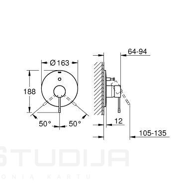 Grohe Essence New potinkinis vonios komplektas su lietaus galva, chromo spalvos 5