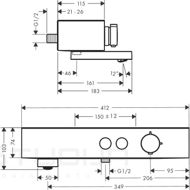 Termostatinis dušo - vonios maišytuvas ShowerTablet Select HANSGROHE 24340670 Termostatinis dušo - vonios maišytuvas ShowerTablet Select HANSGROHE 24340670