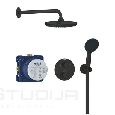 Potinkinė Grohe Vitalio Start 250 348832430 termostatinė dušo sistema, juodos matinės spalvos