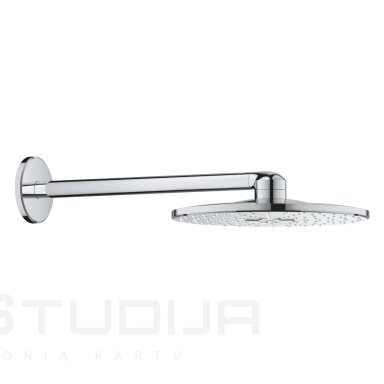 Grohe lietaus dušo galva su laikikliu iš sienos Grohe Rainshower SmartActive chromo spalvos