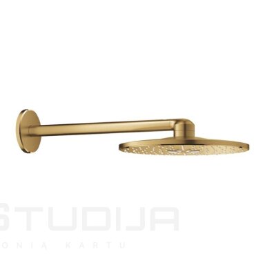 Grohe lietaus dušo galva su laikikliu iš sienos Rainshower SmartActive brushed warm sunrise spalvos