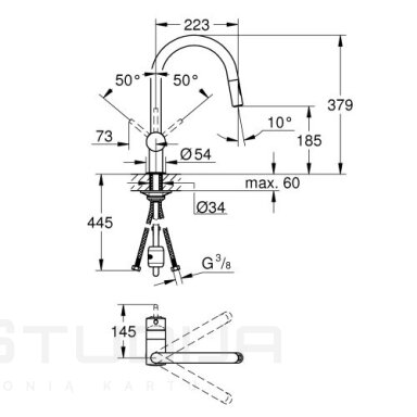 Grohe Minta virtuvinis maišytuvas supersteel spalvos su ištraukiama žarna 32321DC2 Grohe Minta virtuvinis maišytuvas supersteel spalvos su ištraukiama žarna 32321DC2