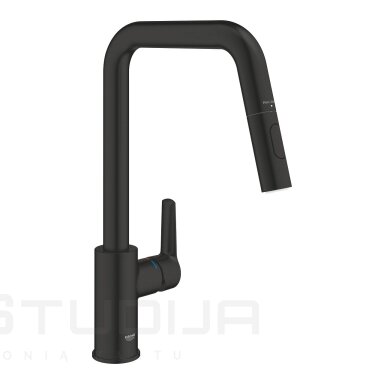 GROHE Start QuickFix plautuvės maišytuvas juodas matinis 306312430 su ištraukiamu dušu