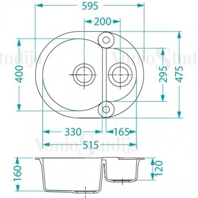 Granitinė Plautuvė ALVEUS ROLL 80 smėlinės spalvos 2