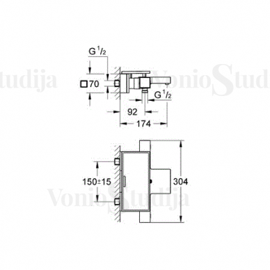 Grohe GROHTHERM CUBE termostatinis vonios maišytuvas, chromas 34502000 1