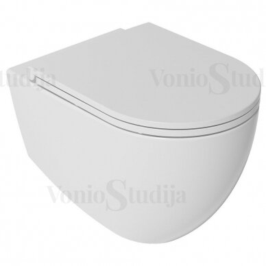 Villeroy & Boch Viconnect WC potinkinis rėmas su baltos spalvos klavišu ir pakabinamas klozetas INFINITY Rimless su lėtaeigiu dangčiu 3